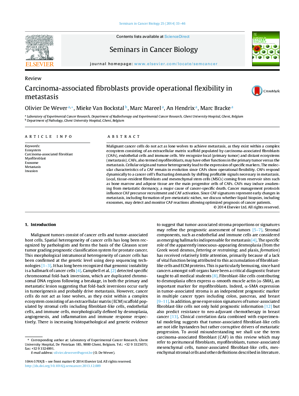 Carcinoma-associated fibroblasts provide operational flexibility in metastasis