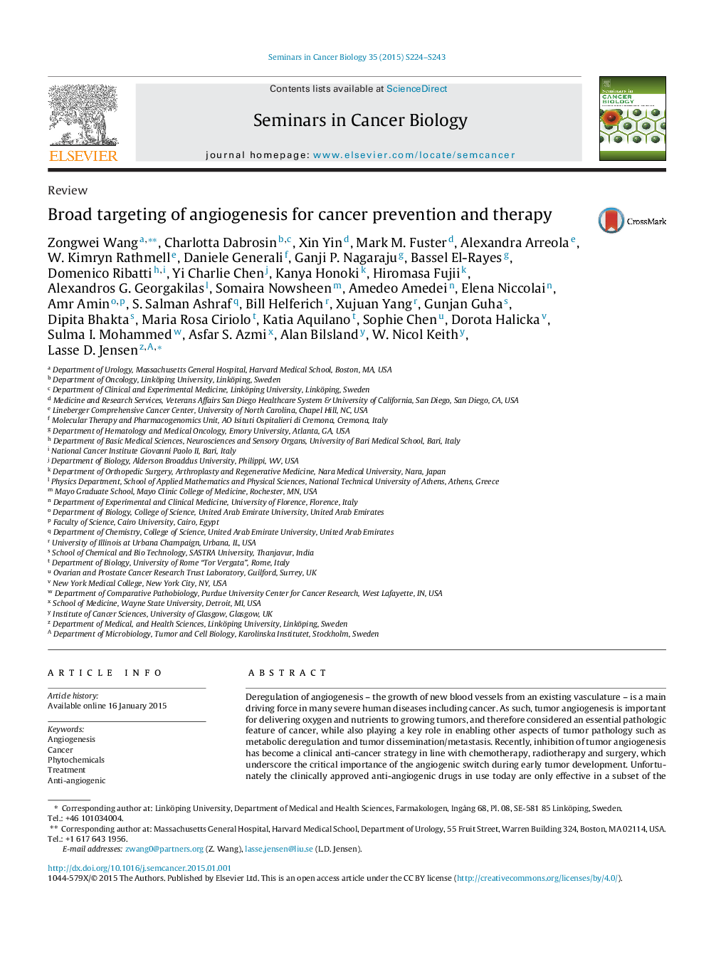 Broad targeting of angiogenesis for cancer prevention and therapy