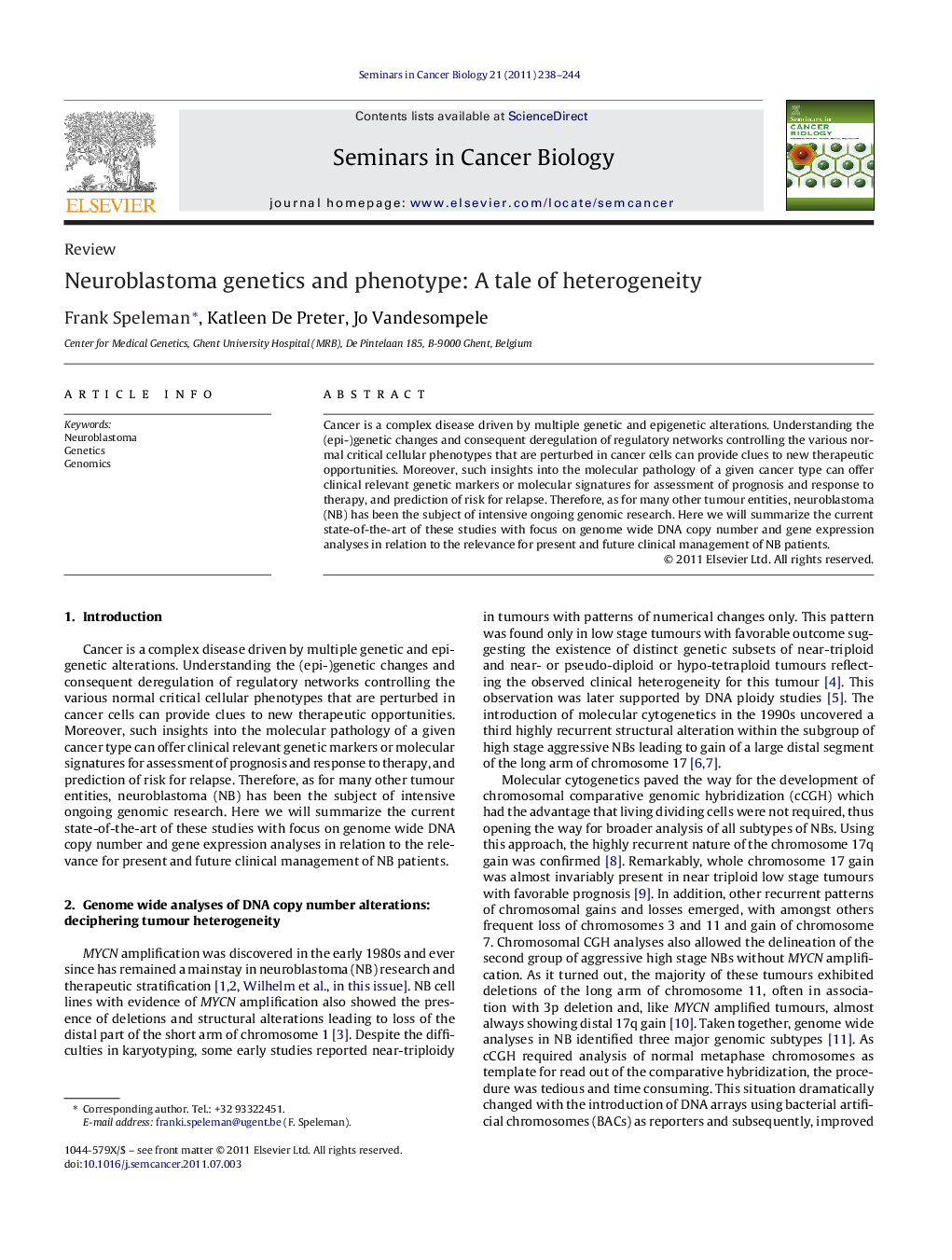 Neuroblastoma genetics and phenotype: A tale of heterogeneity