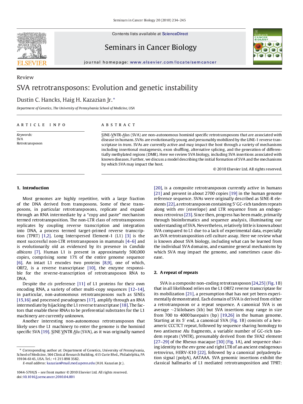 SVA retrotransposons: Evolution and genetic instability