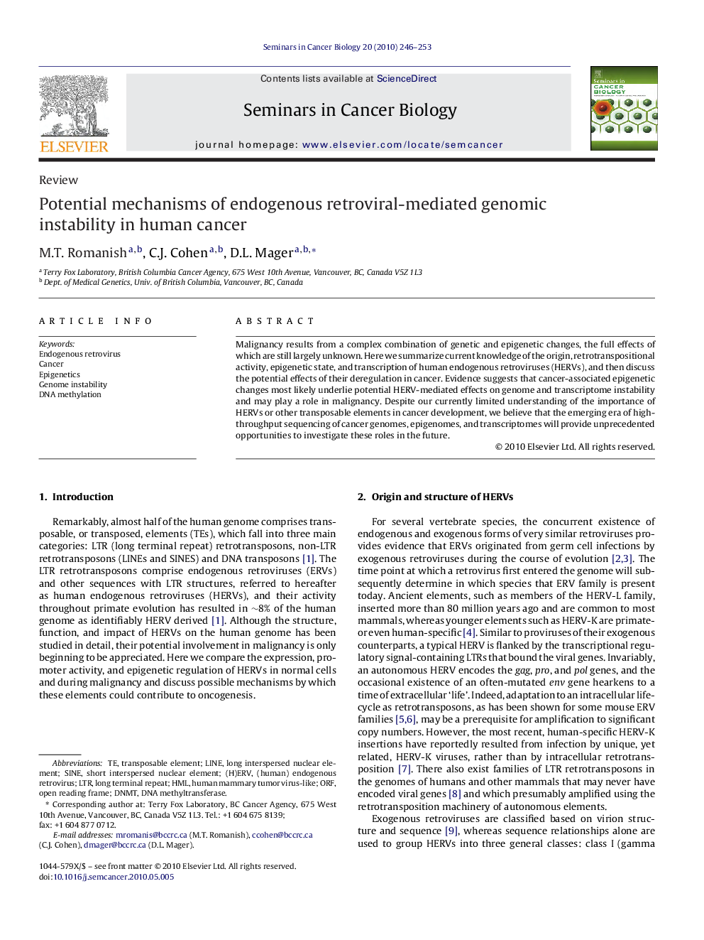 Potential mechanisms of endogenous retroviral-mediated genomic instability in human cancer