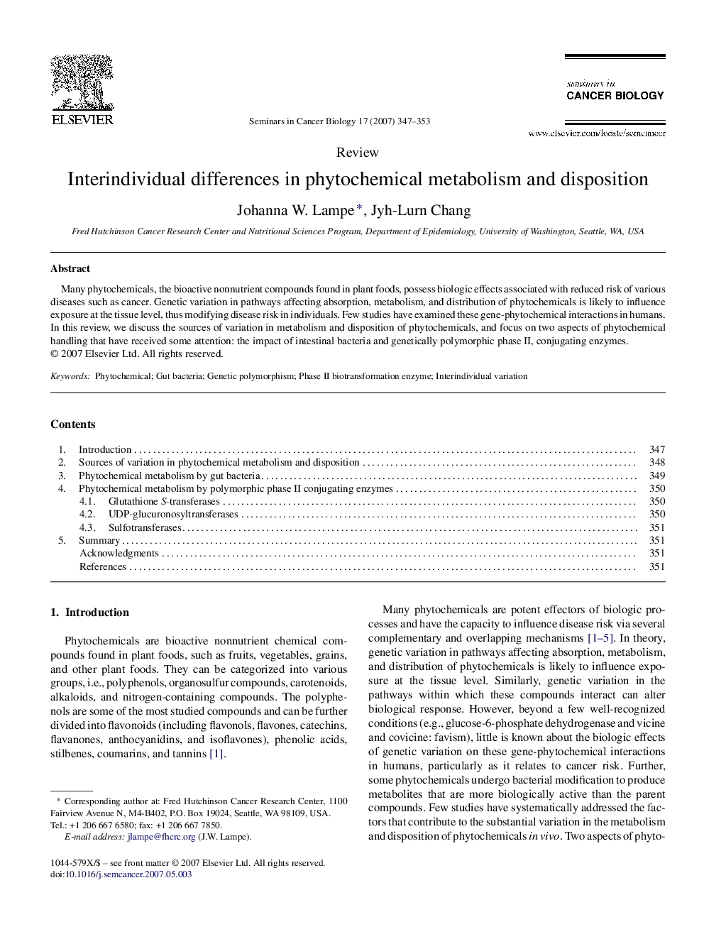 Interindividual differences in phytochemical metabolism and disposition