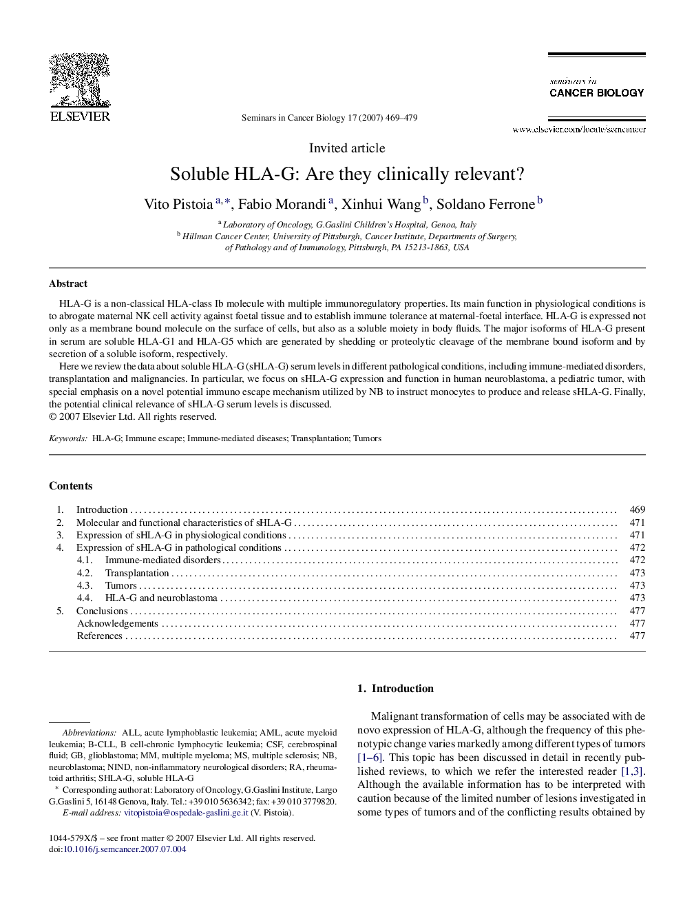 Soluble HLA-G: Are they clinically relevant?