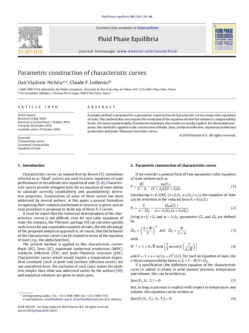 Parametric construction of characteristic curves