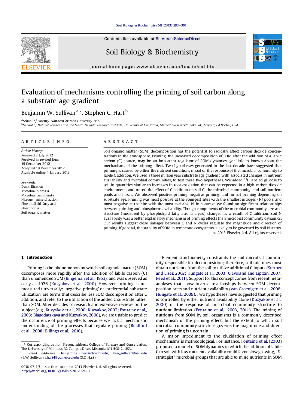 Evaluation of mechanisms controlling the priming of soil carbon along a substrate age gradient