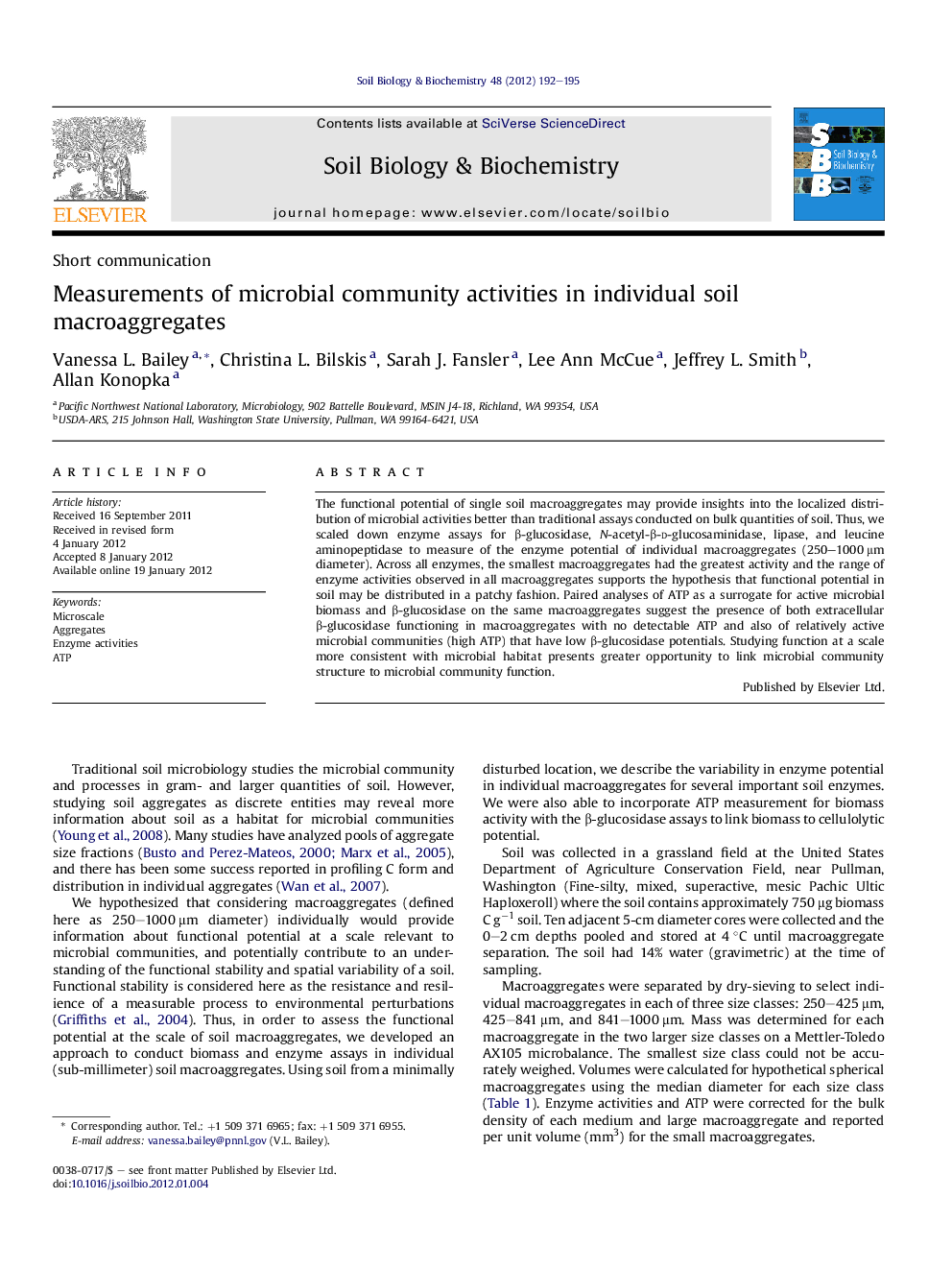 Measurements of microbial community activities in individual soil macroaggregates