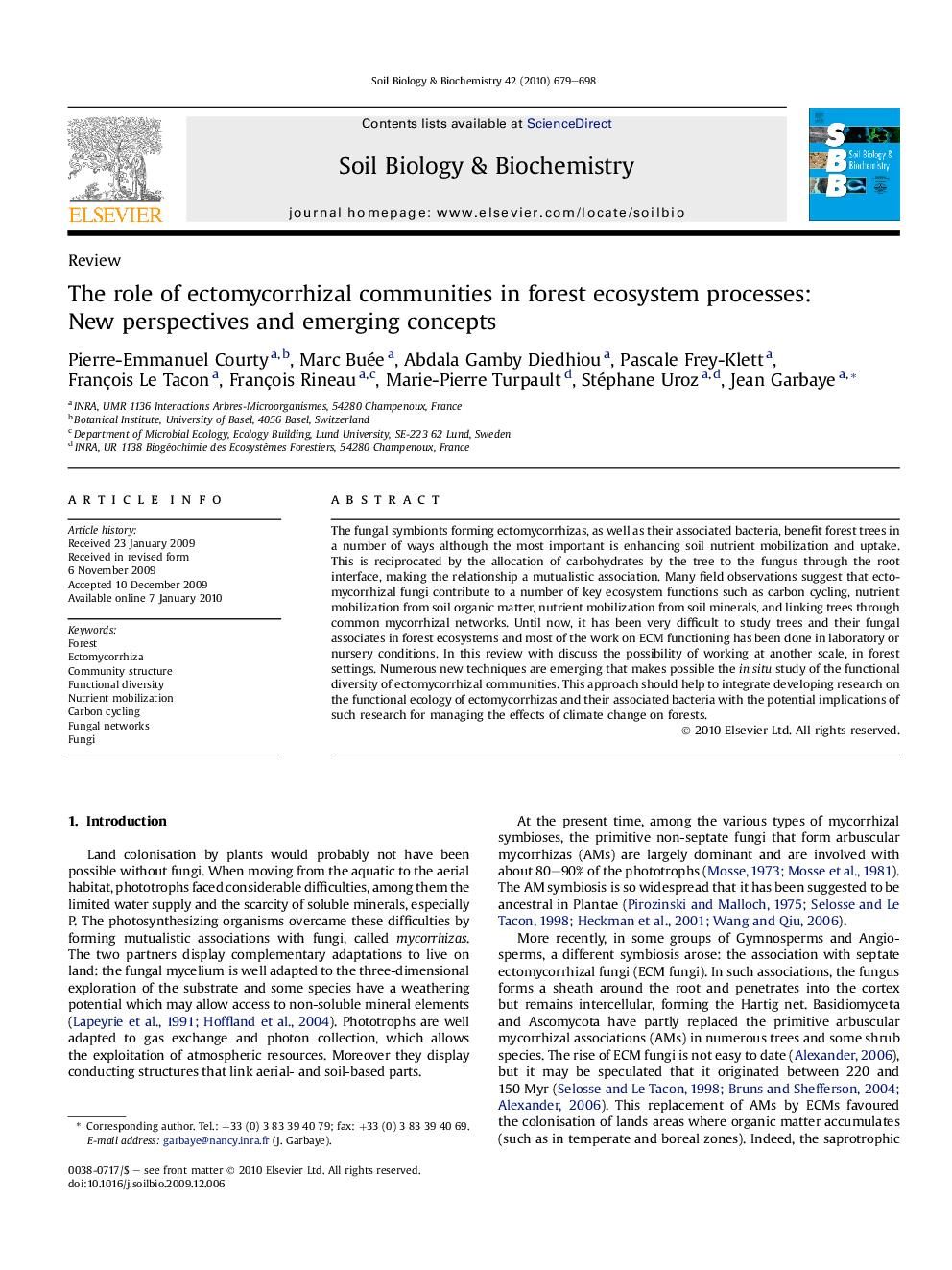 The role of ectomycorrhizal communities in forest ecosystem processes: New perspectives and emerging concepts