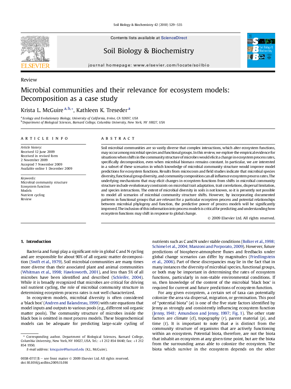 Microbial communities and their relevance for ecosystem models: Decomposition as a case study