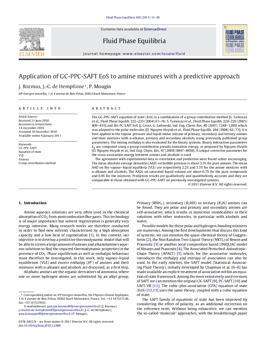 Application of GC-PPC-SAFT EoS to amine mixtures with a predictive approach