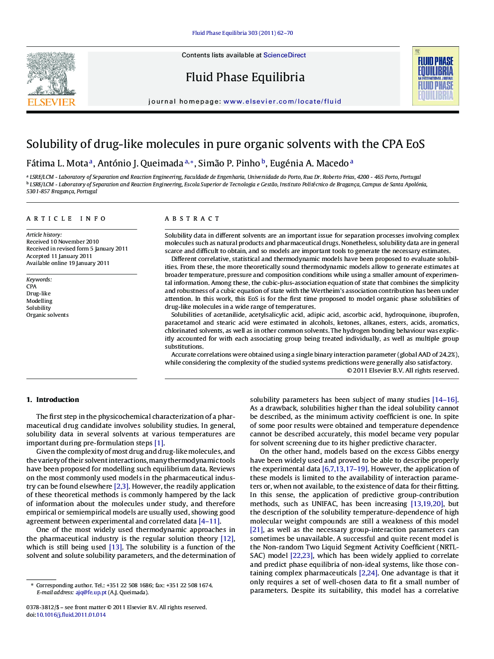 Solubility of drug-like molecules in pure organic solvents with the CPA EoS