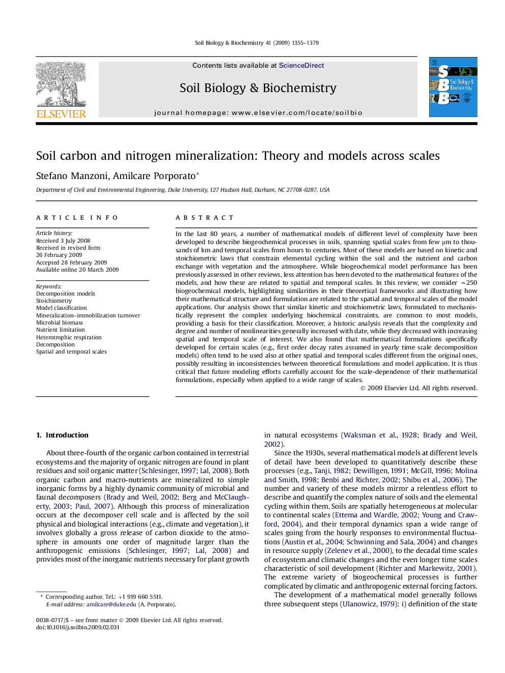 Soil carbon and nitrogen mineralization: Theory and models across scales