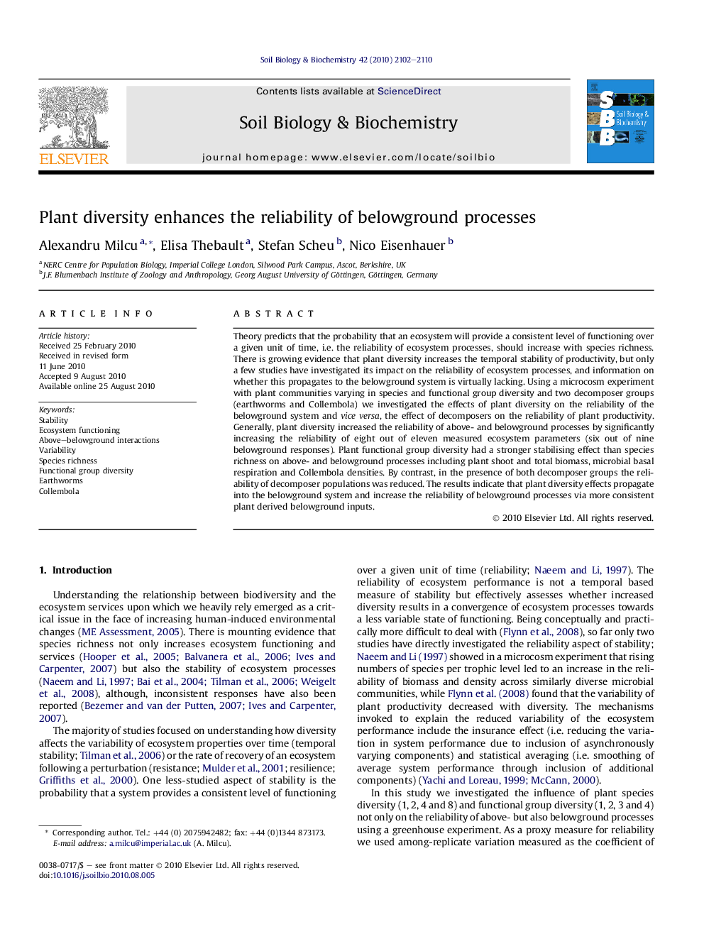 Plant diversity enhances the reliability of belowground processes