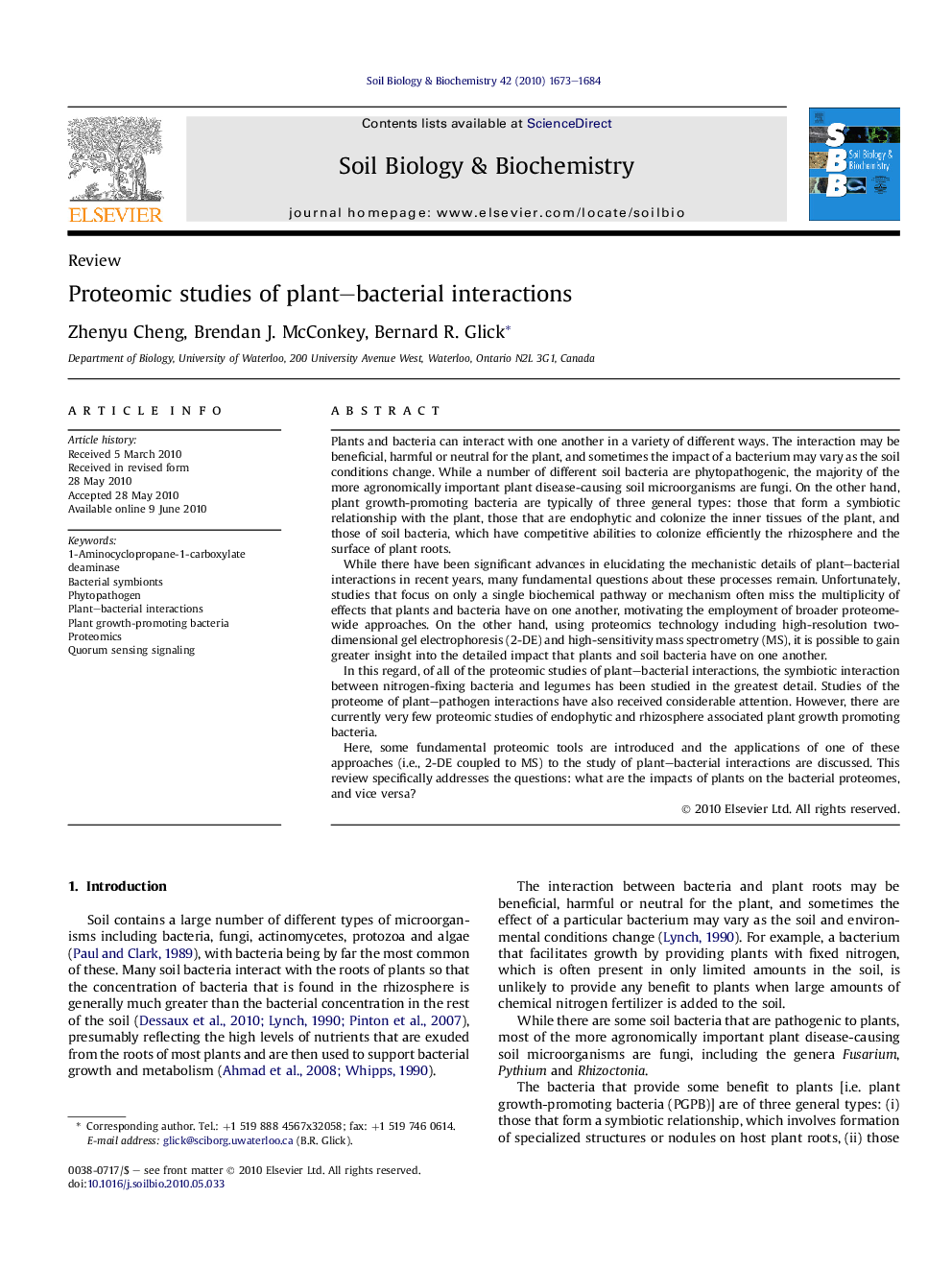 Proteomic studies of plant–bacterial interactions