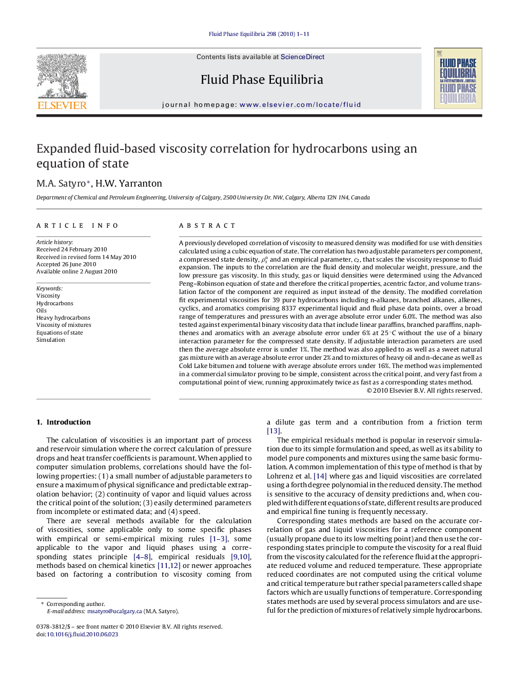 Expanded fluid-based viscosity correlation for hydrocarbons using an equation of state