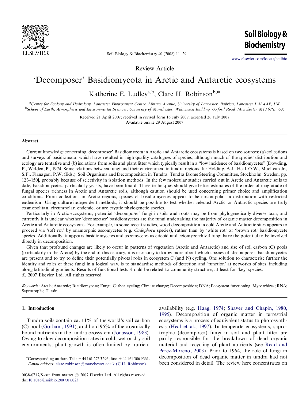 ‘Decomposer’ Basidiomycota in Arctic and Antarctic ecosystems