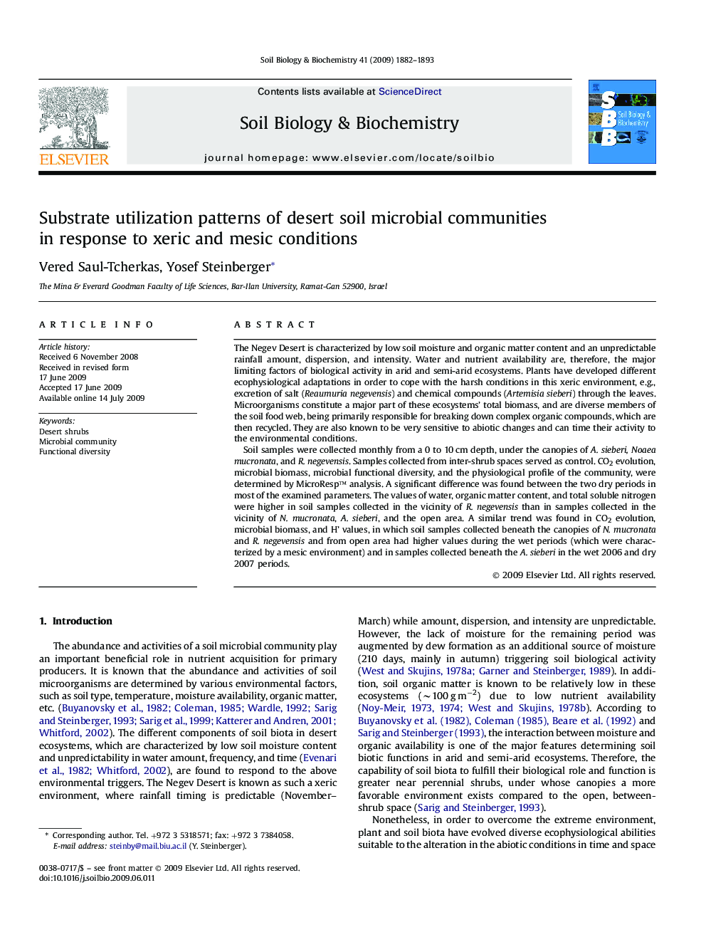 Substrate utilization patterns of desert soil microbial communities in response to xeric and mesic conditions