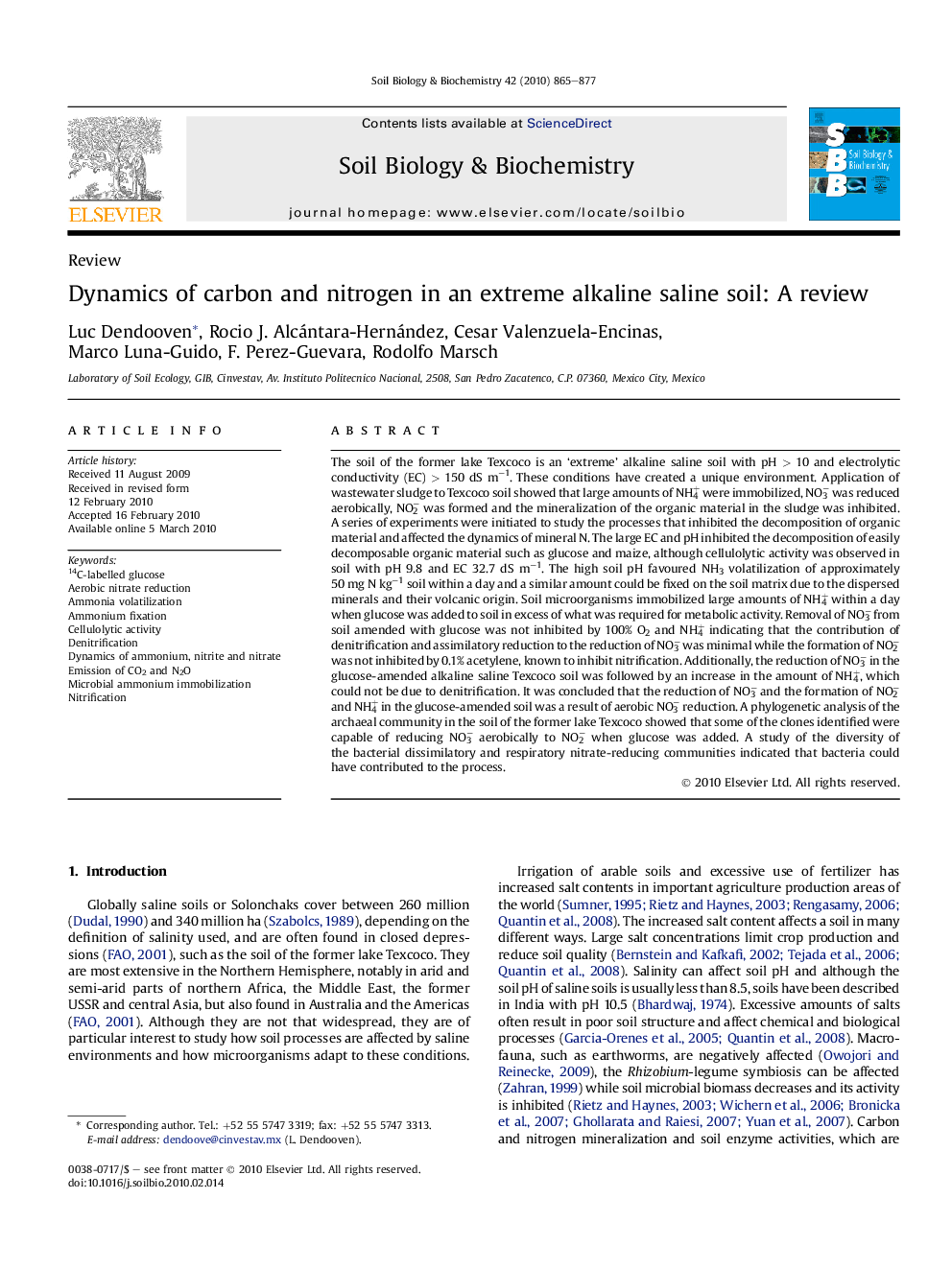 Dynamics of carbon and nitrogen in an extreme alkaline saline soil: A review