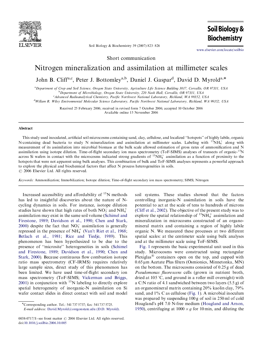 Nitrogen mineralization and assimilation at millimeter scales