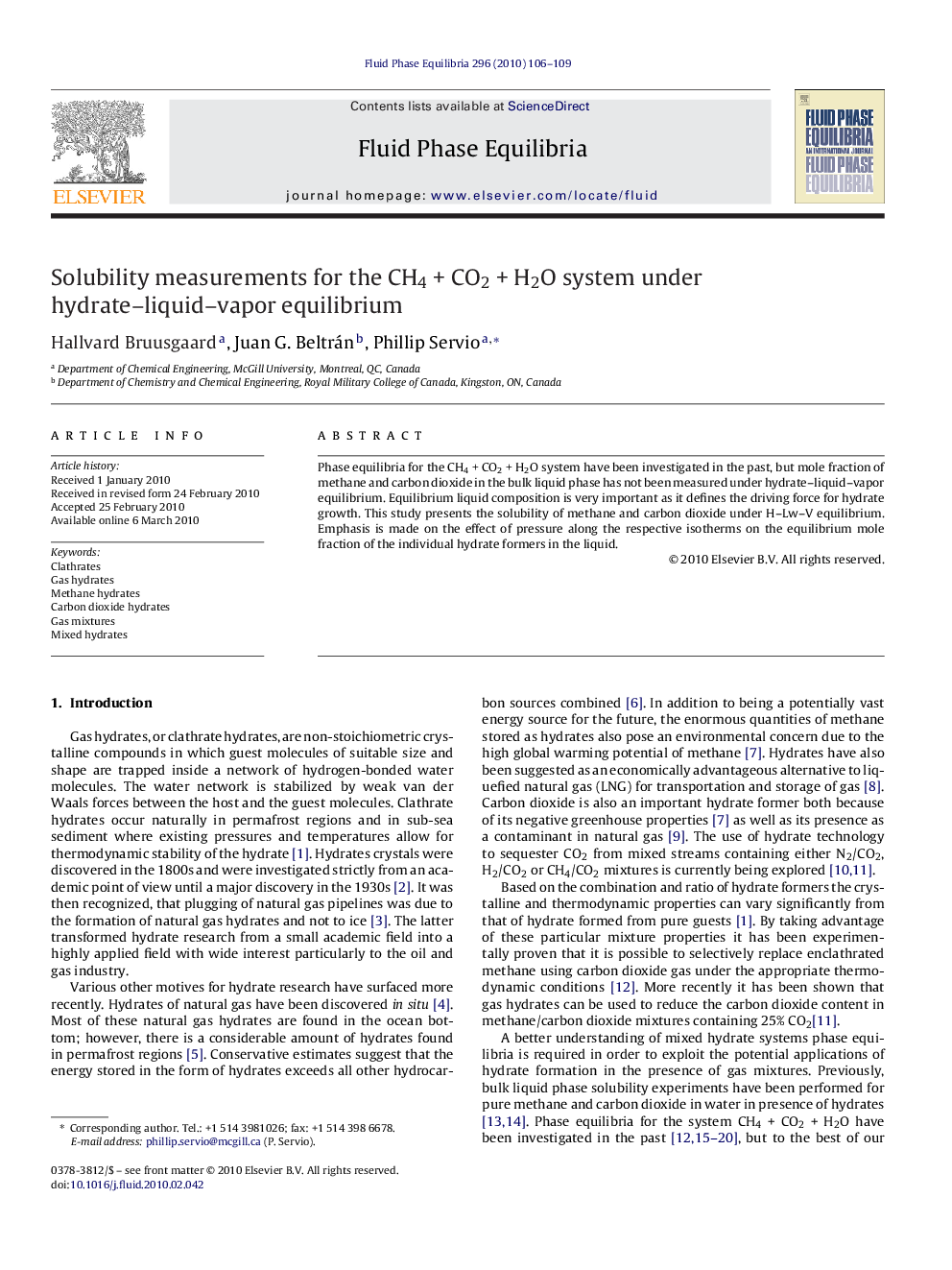 Solubility measurements for the CH4 + CO2 + H2O system under hydrate–liquid–vapor equilibrium