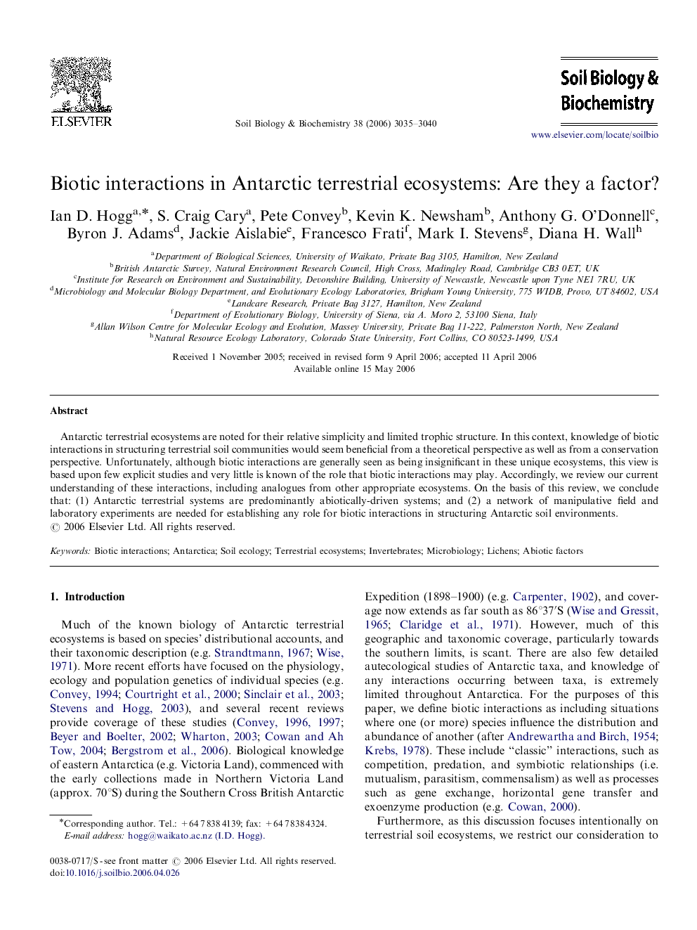 Biotic interactions in Antarctic terrestrial ecosystems: Are they a factor?