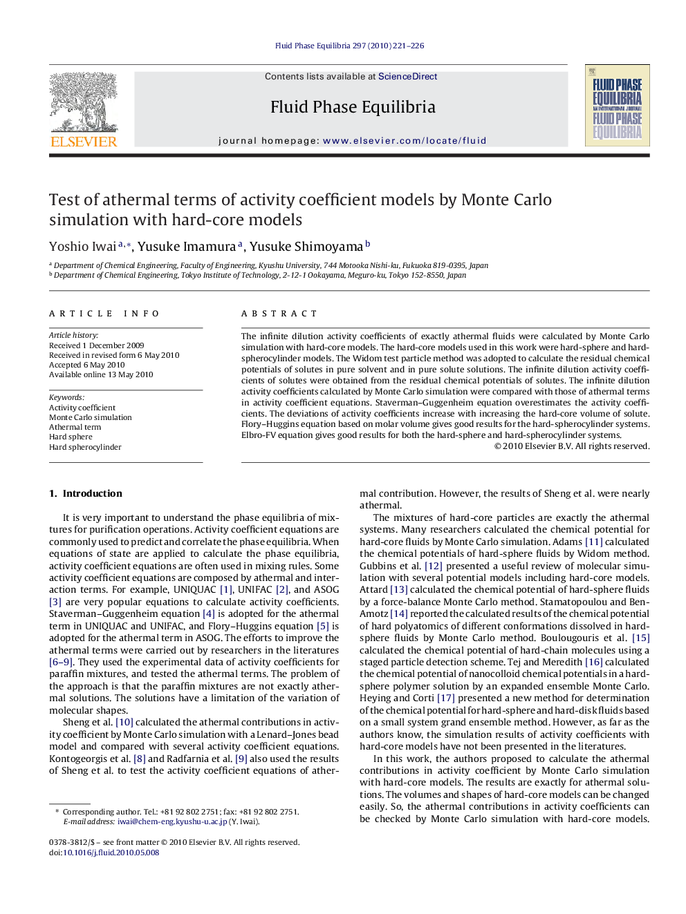 Test of athermal terms of activity coefficient models by Monte Carlo simulation with hard-core models