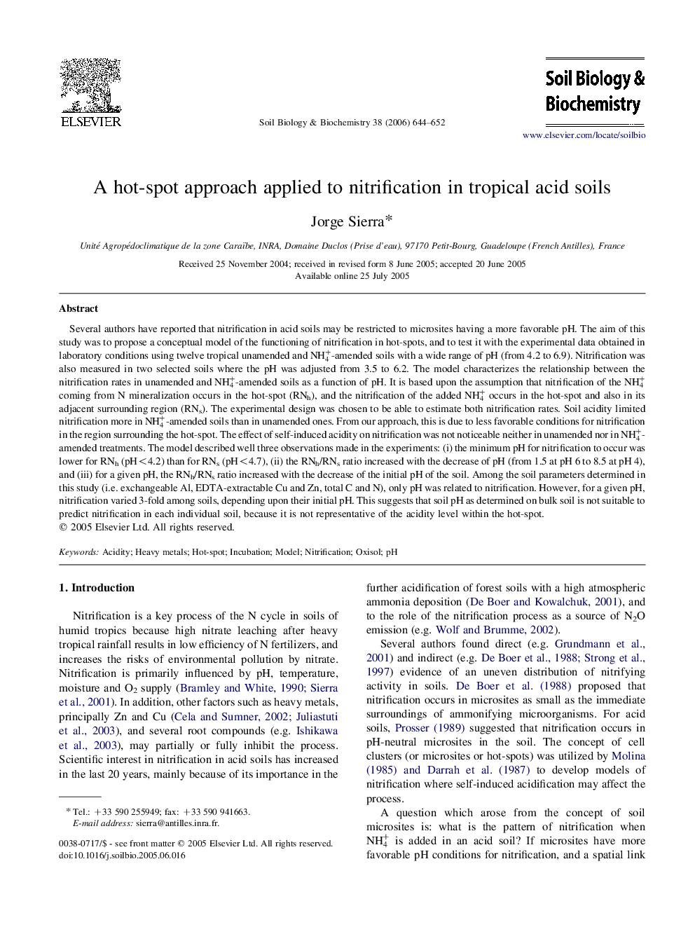 A hot-spot approach applied to nitrification in tropical acid soils