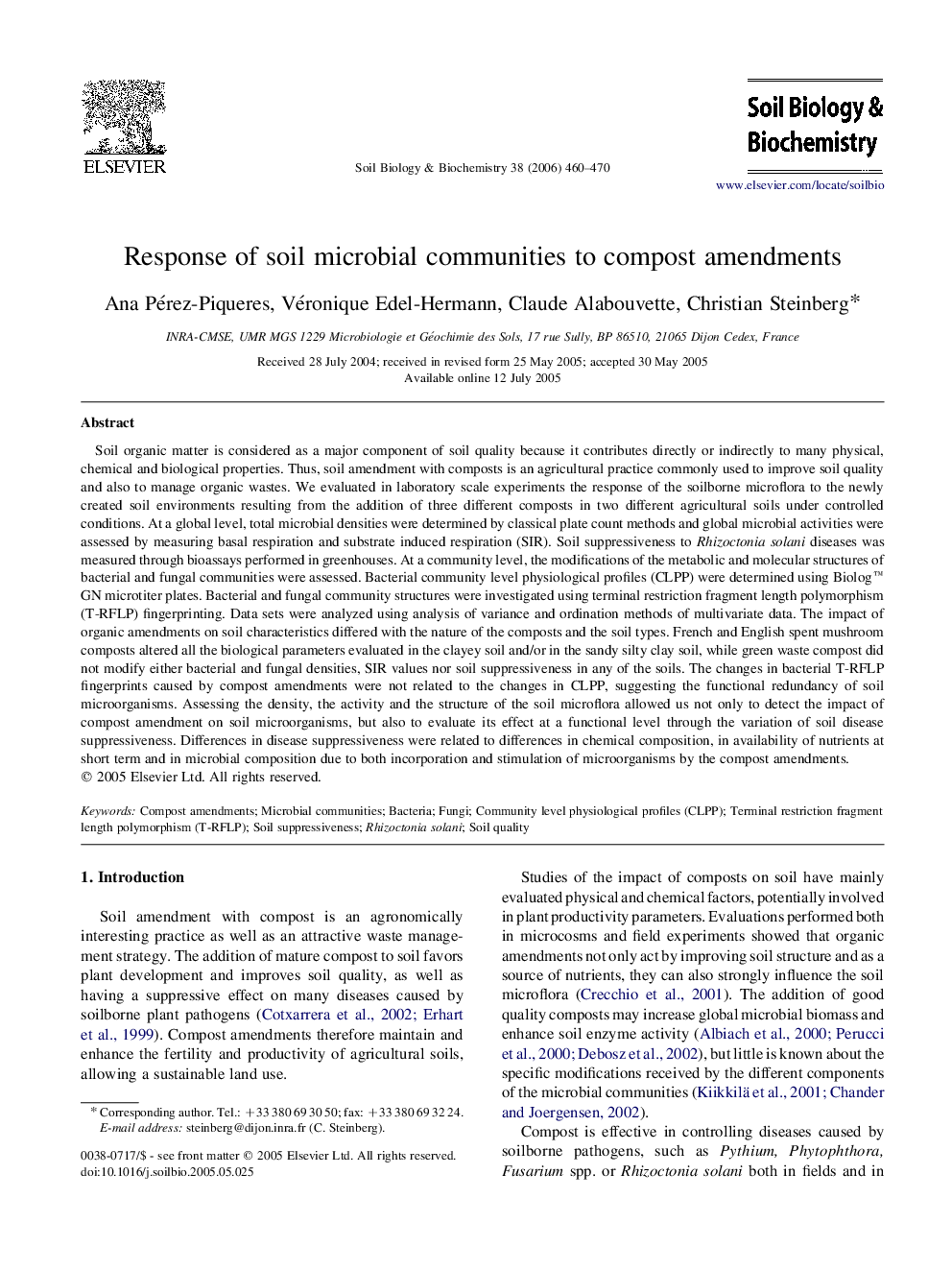 Response of soil microbial communities to compost amendments