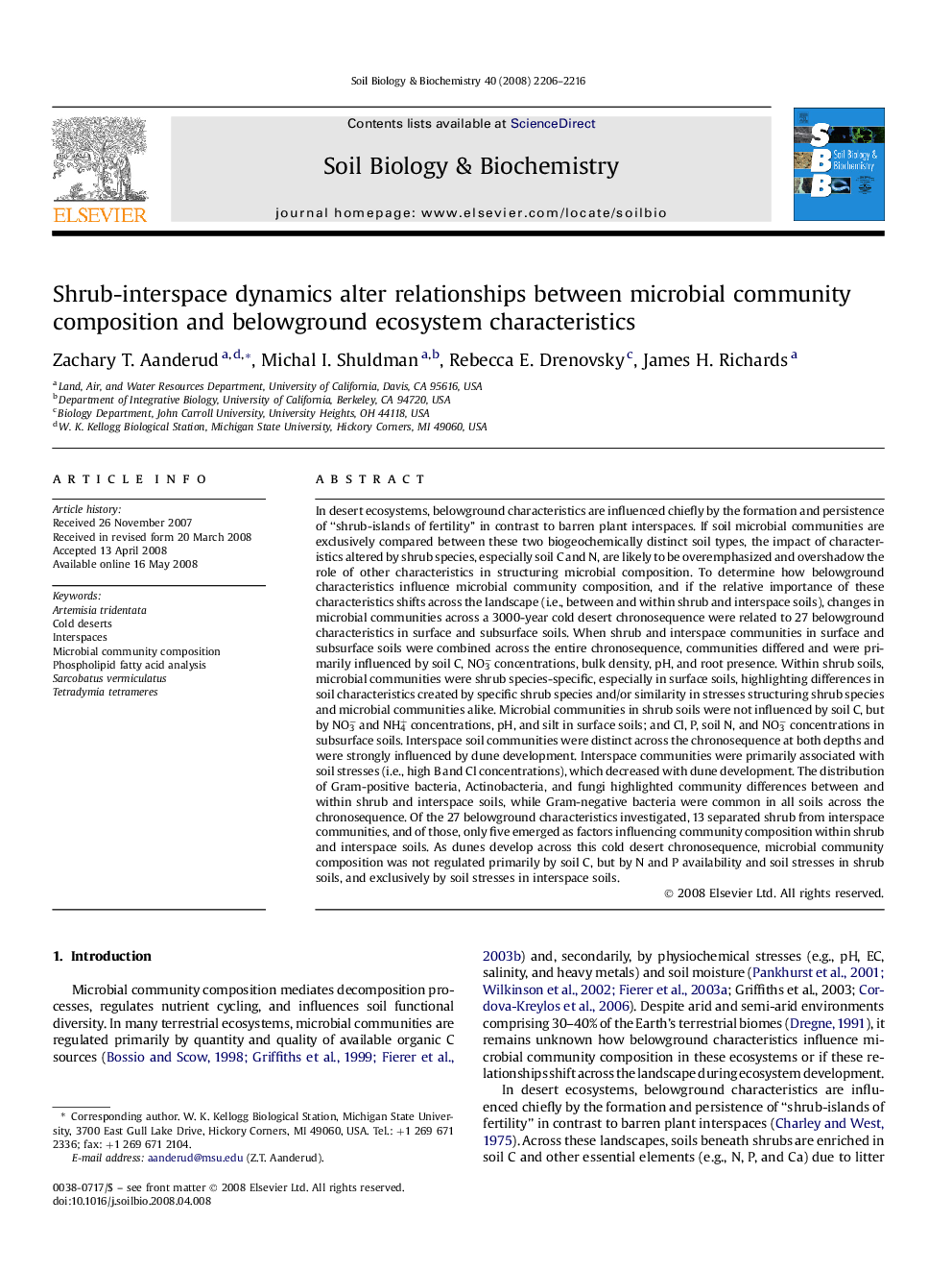 Shrub-interspace dynamics alter relationships between microbial community composition and belowground ecosystem characteristics