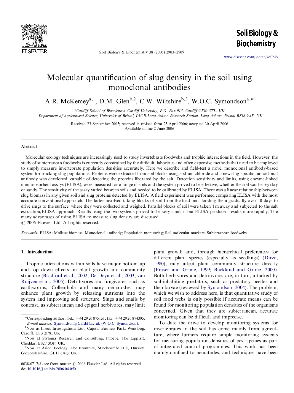 Molecular quantification of slug density in the soil using monoclonal antibodies