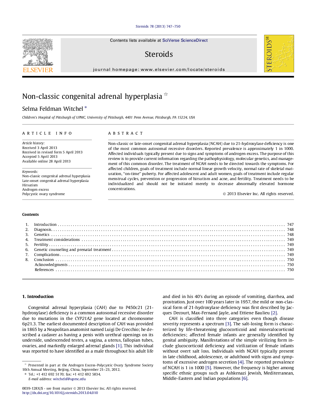 Non-classic congenital adrenal hyperplasia 