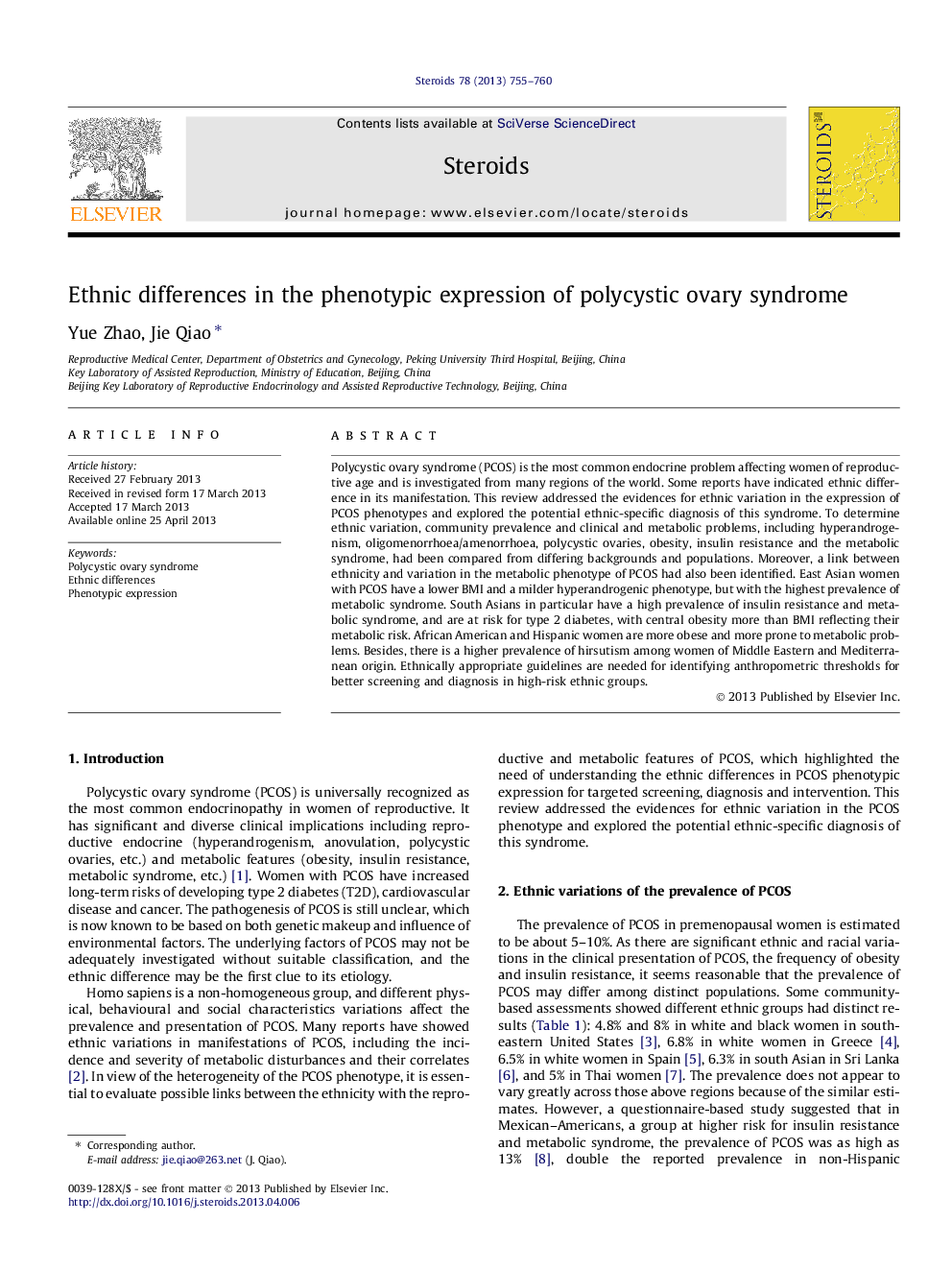 Ethnic differences in the phenotypic expression of polycystic ovary syndrome