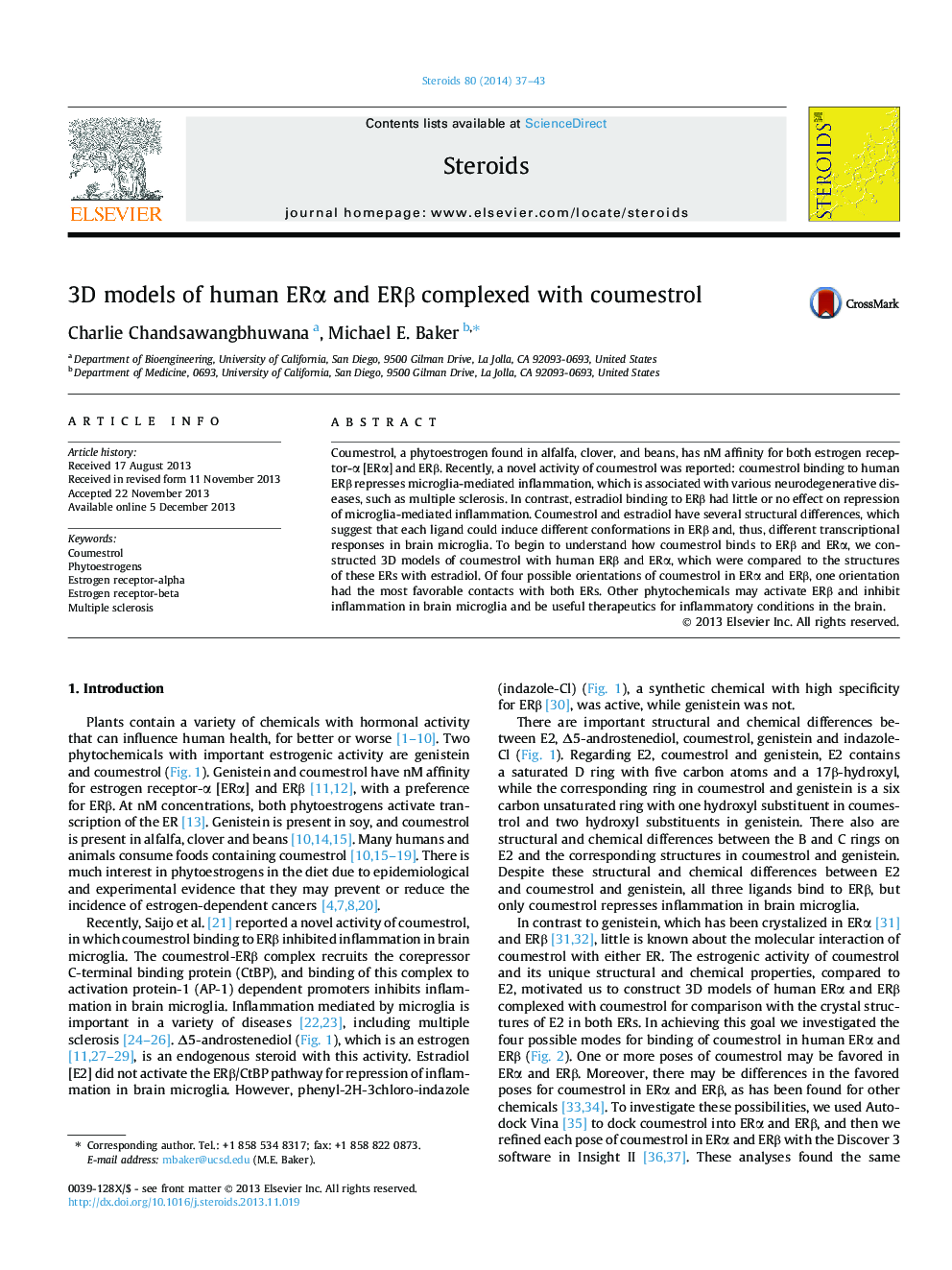 3D models of human ERα and ERβ complexed with coumestrol