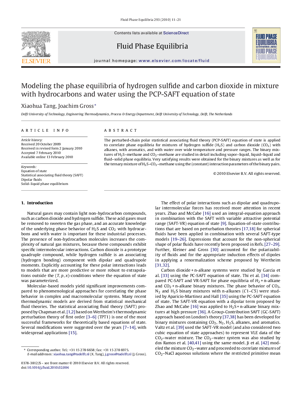 Modeling the phase equilibria of hydrogen sulfide and carbon dioxide in mixture with hydrocarbons and water using the PCP-SAFT equation of state