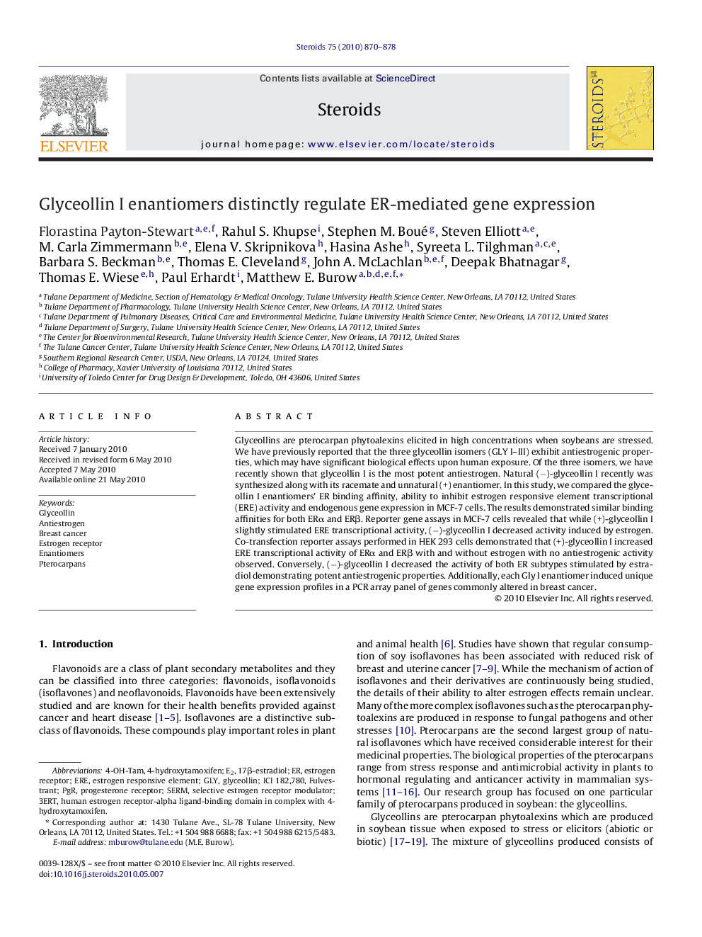 Glyceollin I enantiomers distinctly regulate ER-mediated gene expression