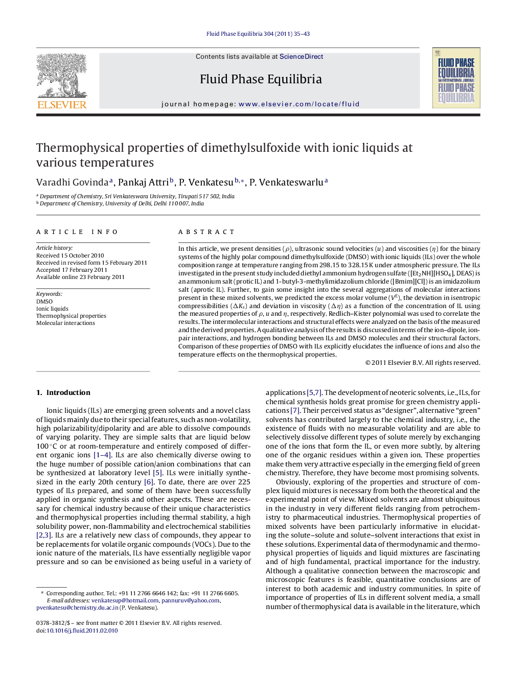 Thermophysical properties of dimethylsulfoxide with ionic liquids at various temperatures