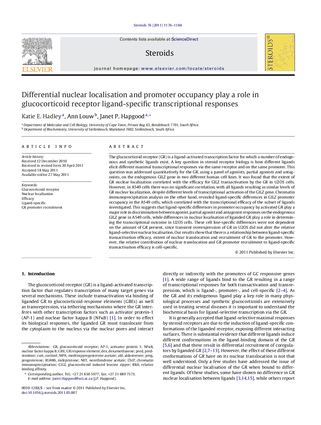 Differential nuclear localisation and promoter occupancy play a role in glucocorticoid receptor ligand-specific transcriptional responses