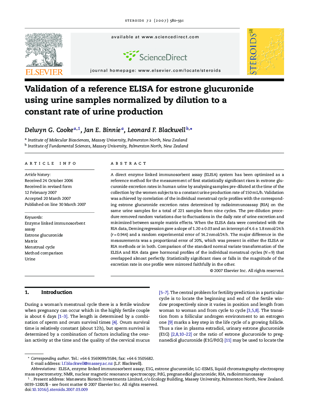 Validation of a reference ELISA for estrone glucuronide using urine samples normalized by dilution to a constant rate of urine production
