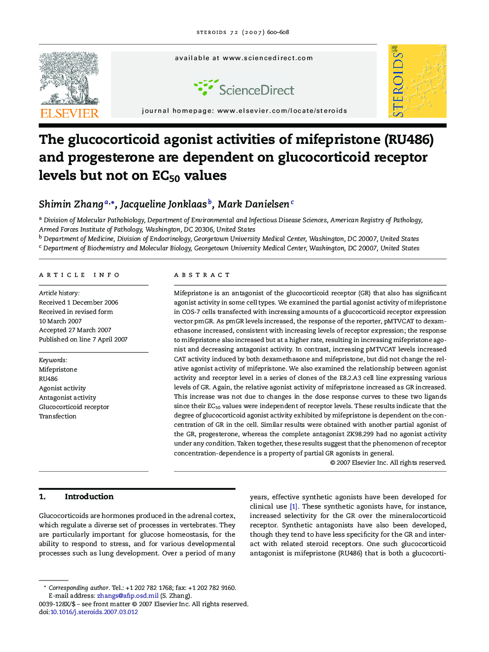 The glucocorticoid agonist activities of mifepristone (RU486) and progesterone are dependent on glucocorticoid receptor levels but not on EC50 values