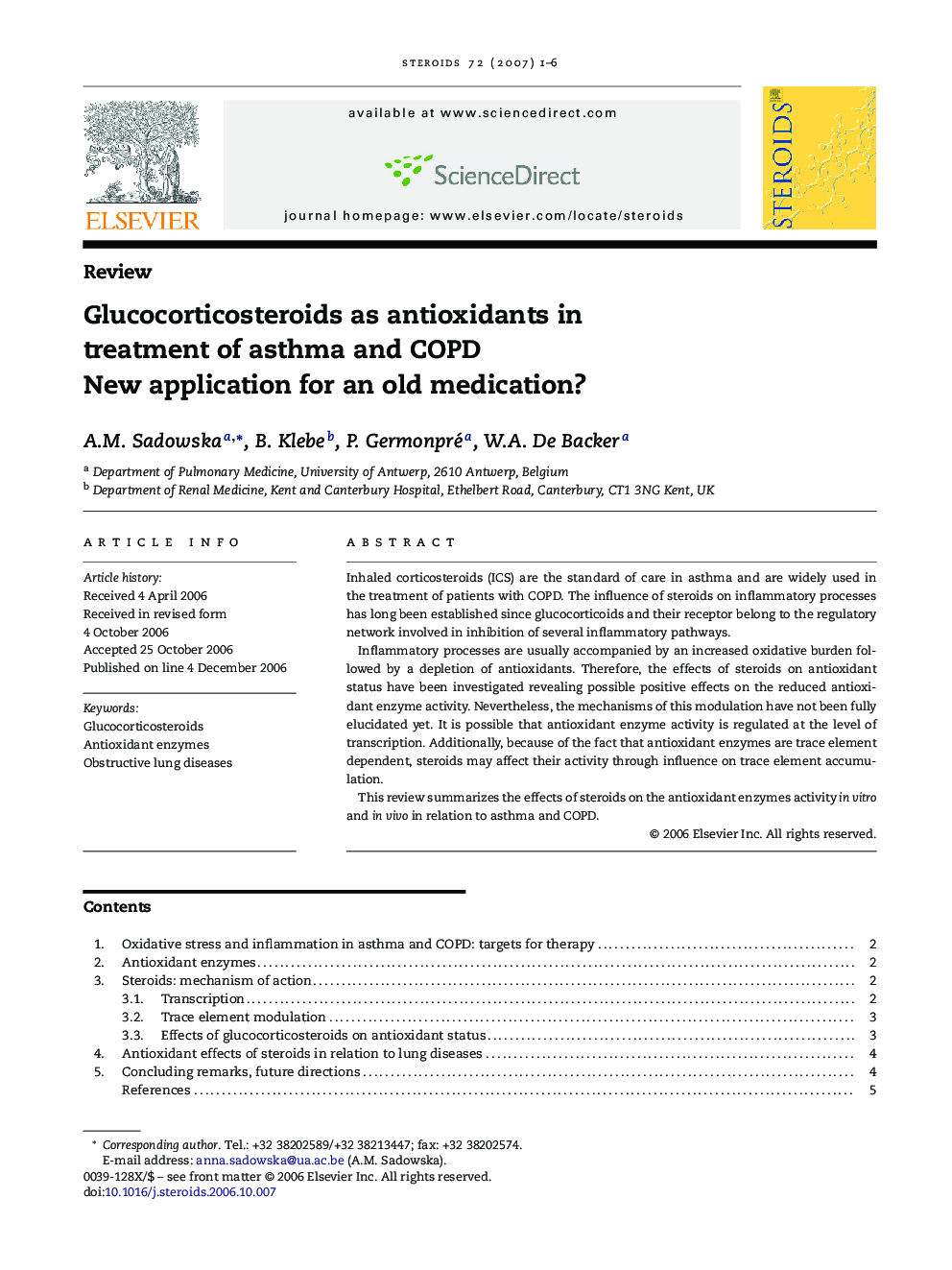 Glucocorticosteroids as antioxidants in treatment of asthma and COPD: New application for an old medication?