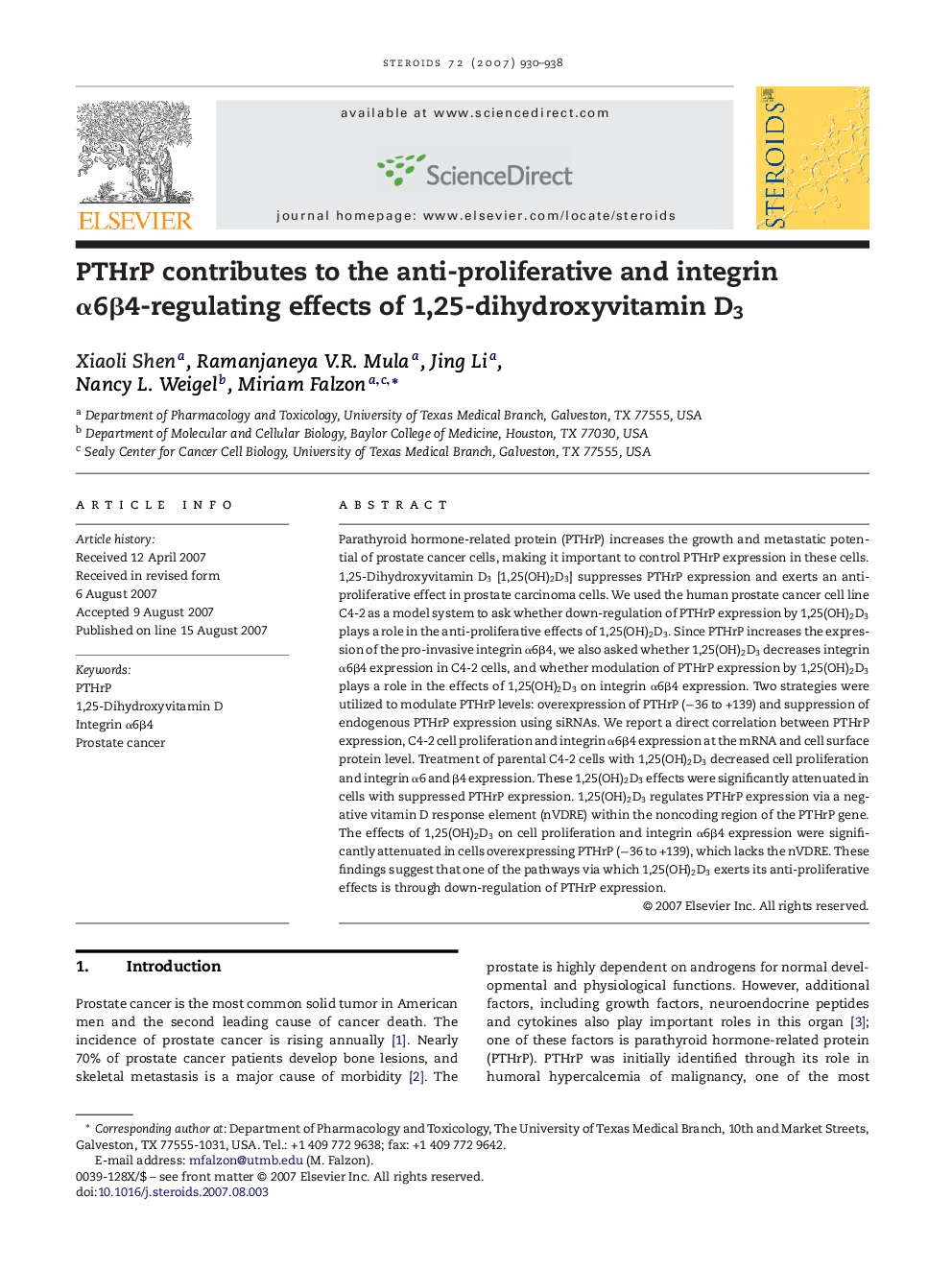 PTHrP contributes to the anti-proliferative and integrin Î±6Î²4-regulating effects of 1,25-dihydroxyvitamin D3