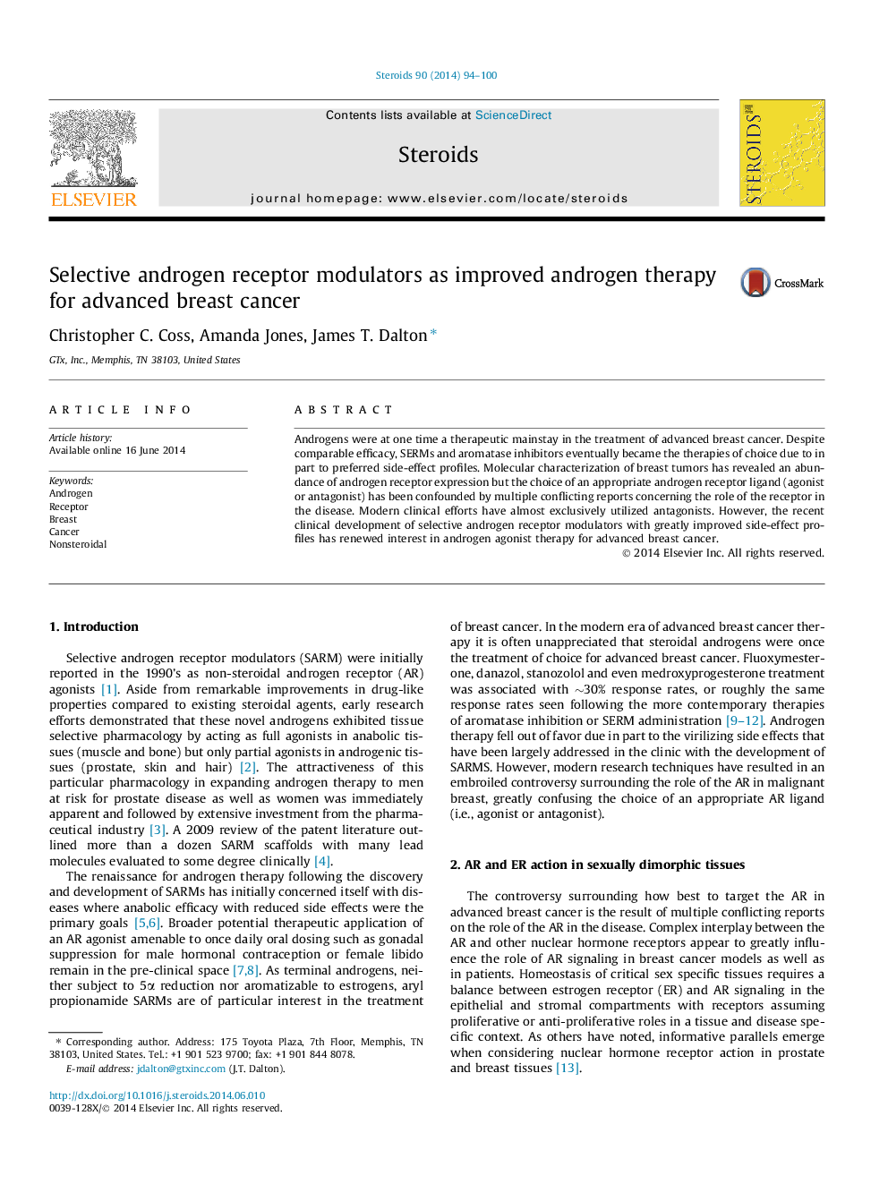 Selective androgen receptor modulators as improved androgen therapy for advanced breast cancer