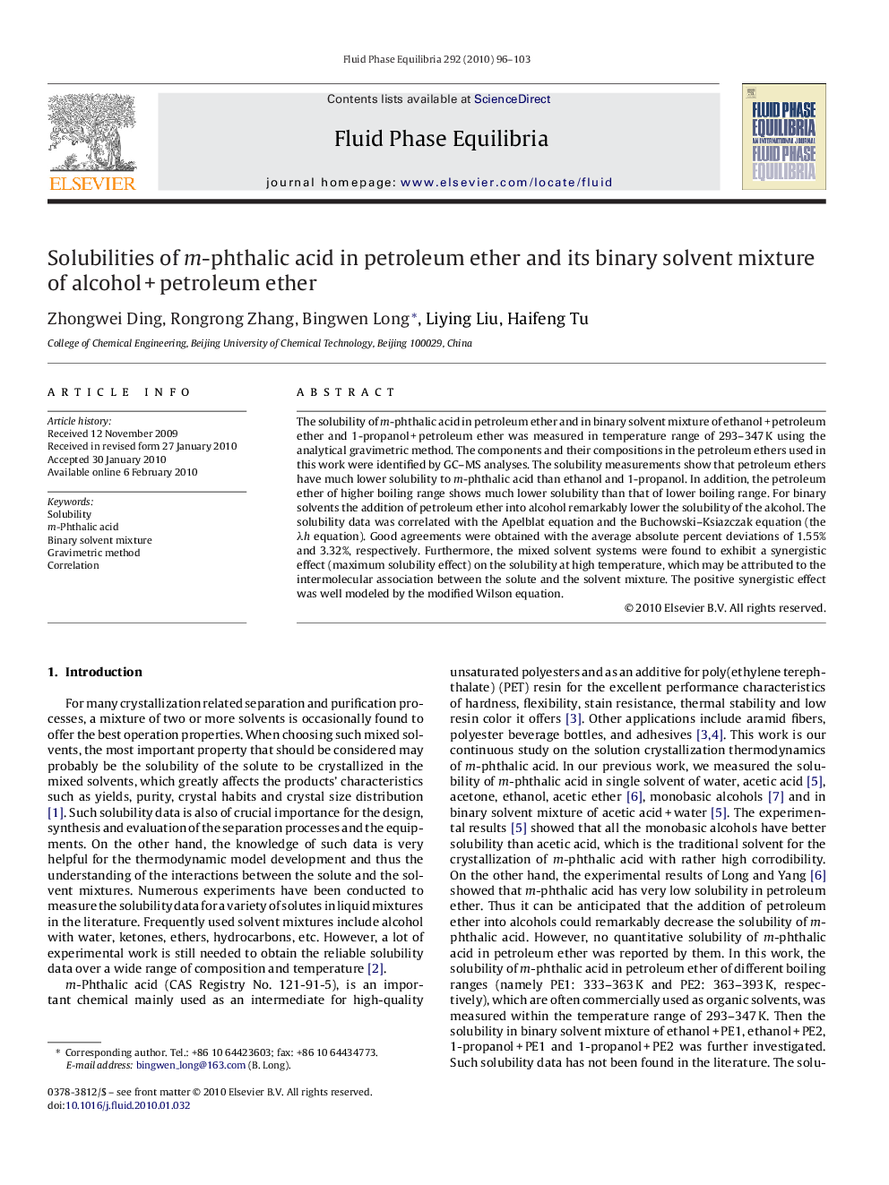 Solubilities of m-phthalic acid in petroleum ether and its binary solvent mixture of alcohol + petroleum ether