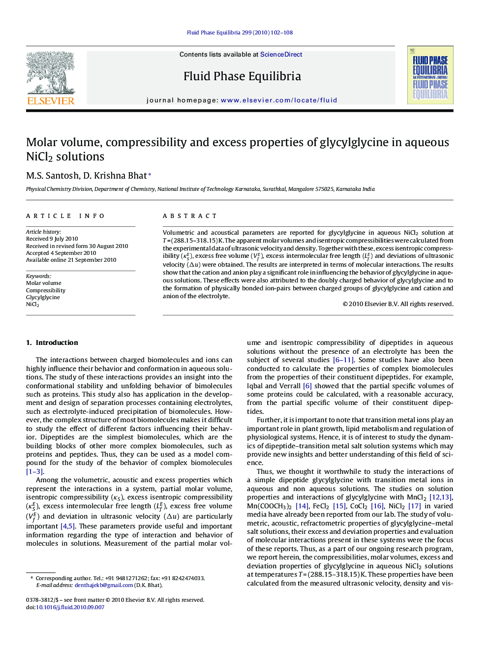 Molar volume, compressibility and excess properties of glycylglycine in aqueous NiCl2 solutions