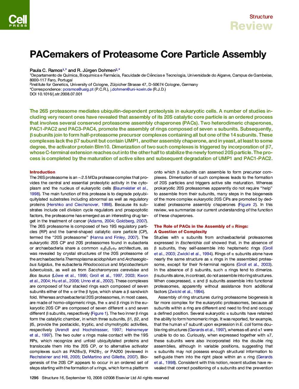 PACemakers of Proteasome Core Particle Assembly