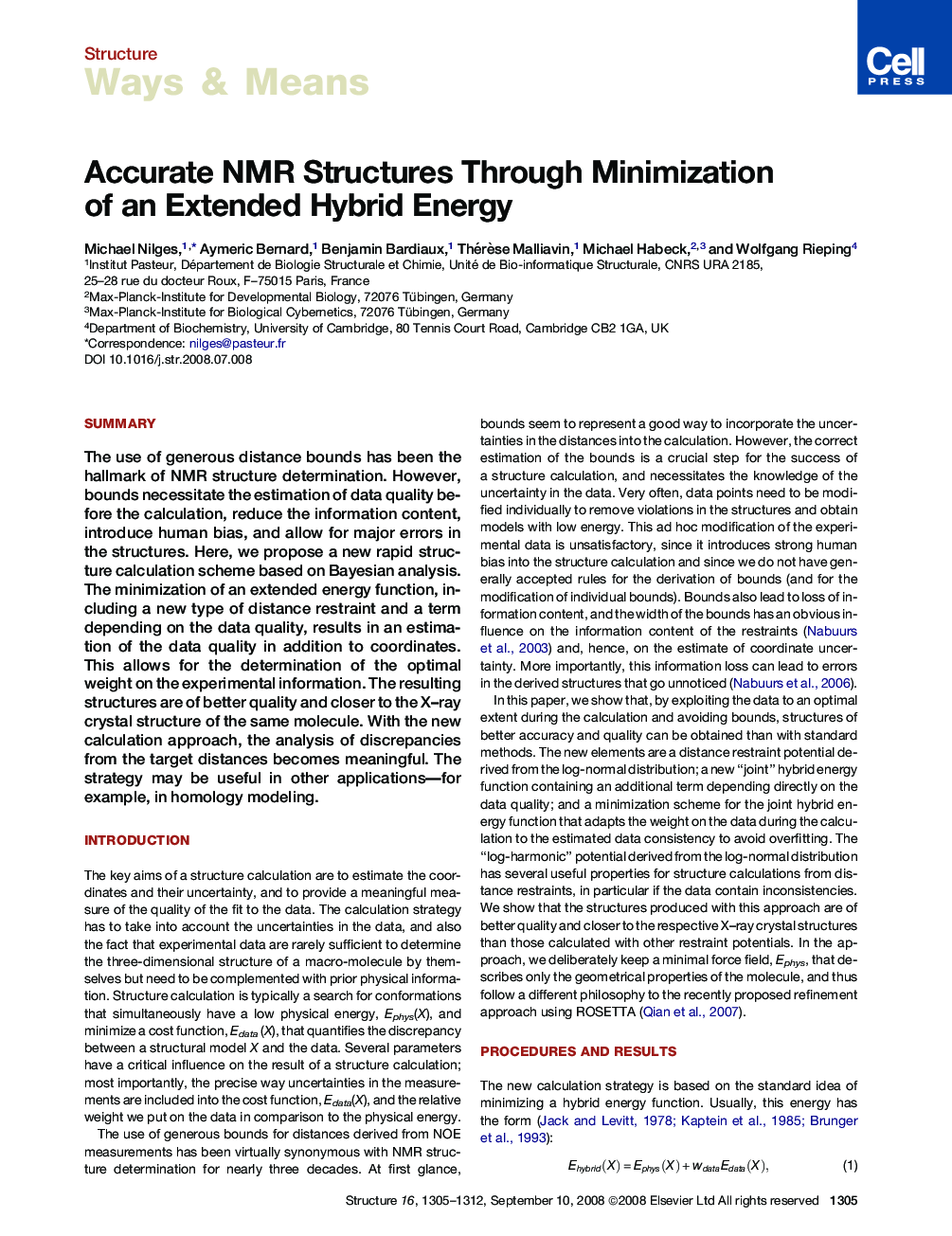 Accurate NMR Structures Through Minimization of an Extended Hybrid Energy