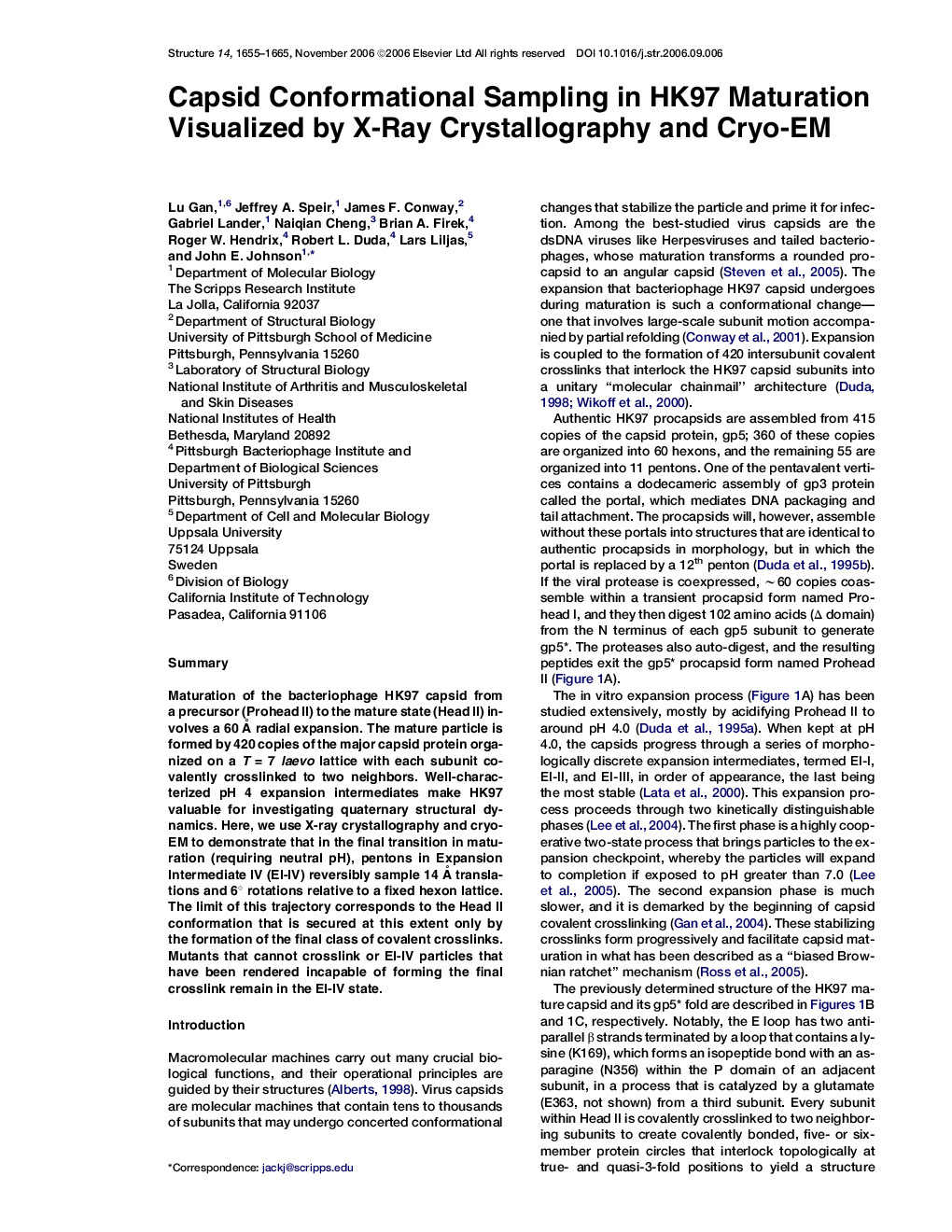 Capsid Conformational Sampling in HK97 Maturation Visualized by X-Ray Crystallography and Cryo-EM