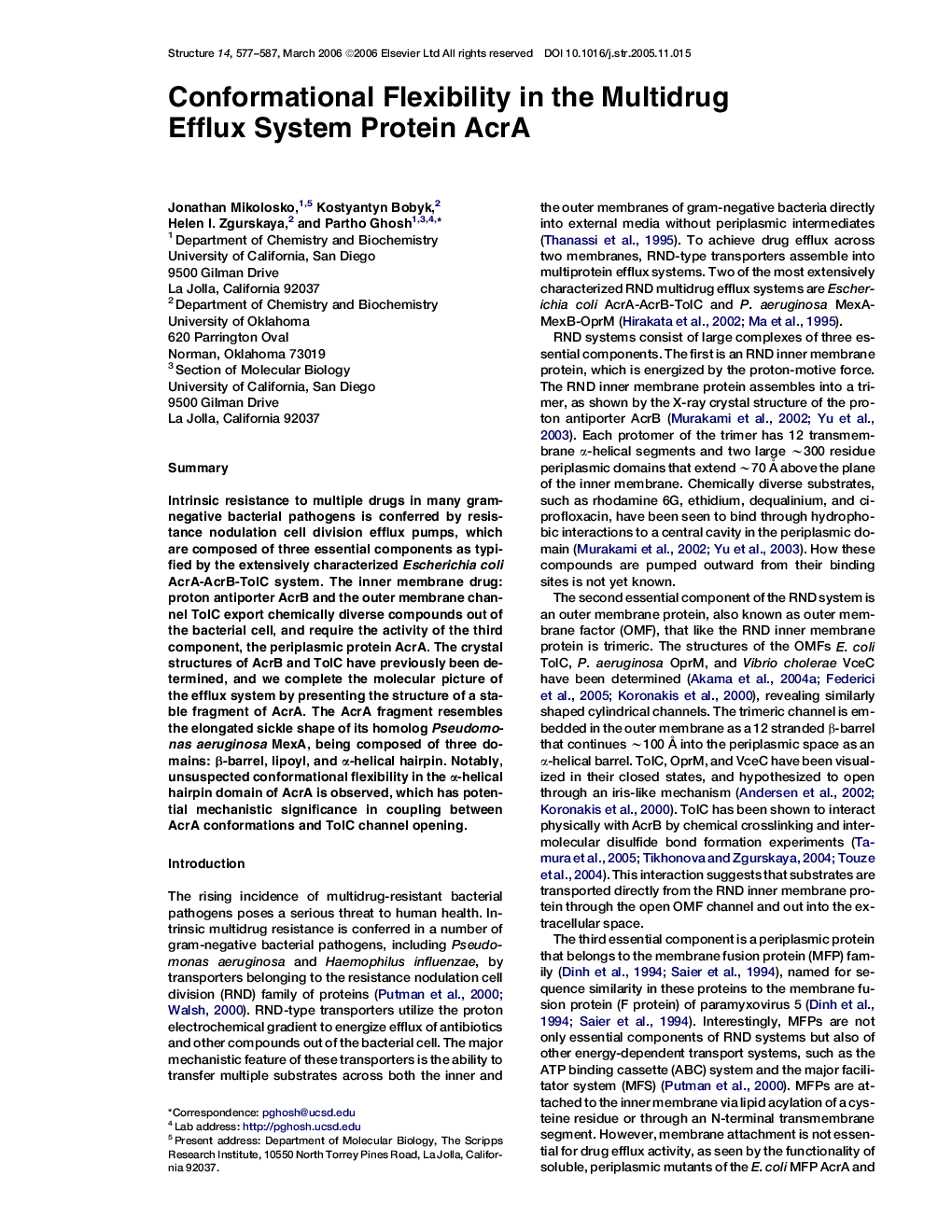 Conformational Flexibility in the Multidrug Efflux System Protein AcrA