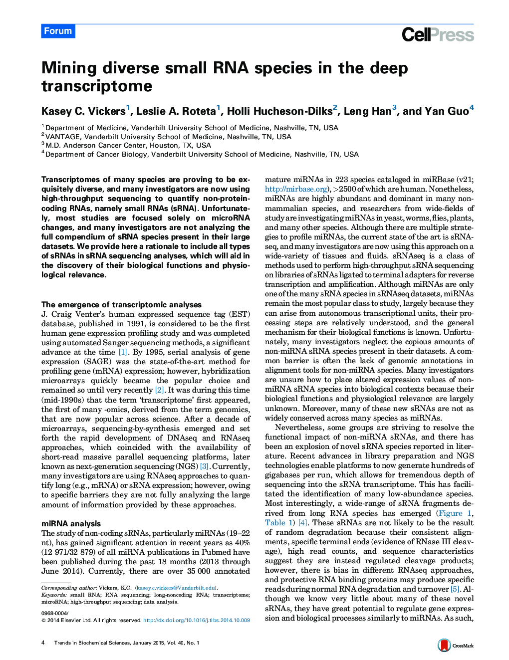 Mining diverse small RNA species in the deep transcriptome