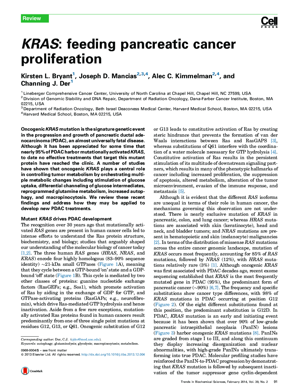 KRAS: feeding pancreatic cancer proliferation