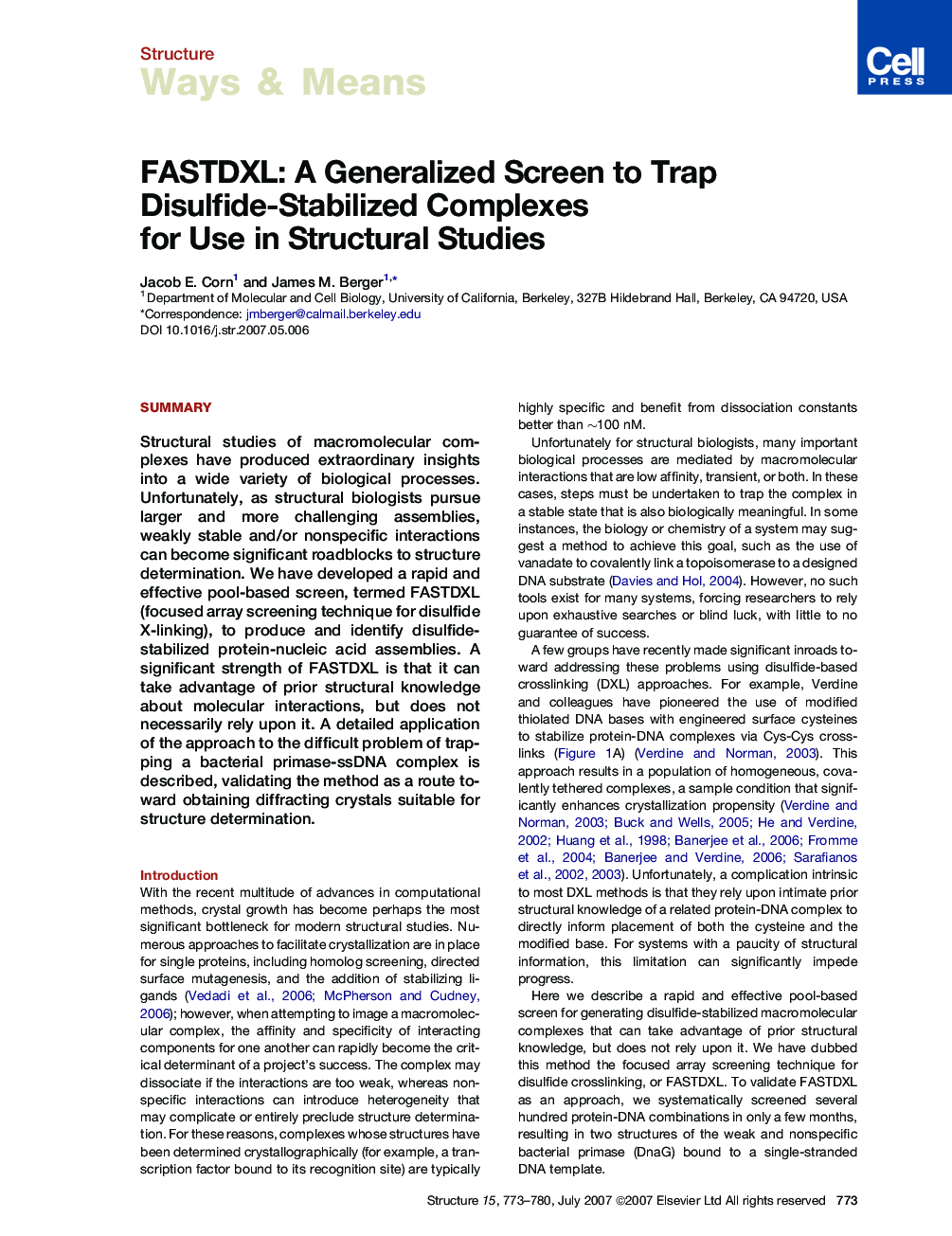 FASTDXL: A Generalized Screen to Trap Disulfide-Stabilized Complexes for Use in Structural Studies